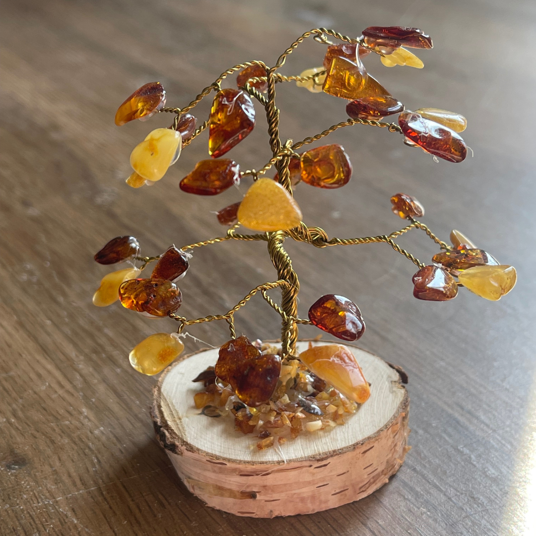 Arbre en Ambre et Bois – Fait Main