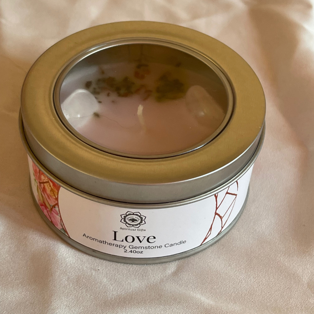 Rose Quartz Candle with 3 Rose Quartz Stones – Rose Basil Scent – 70g / 256g