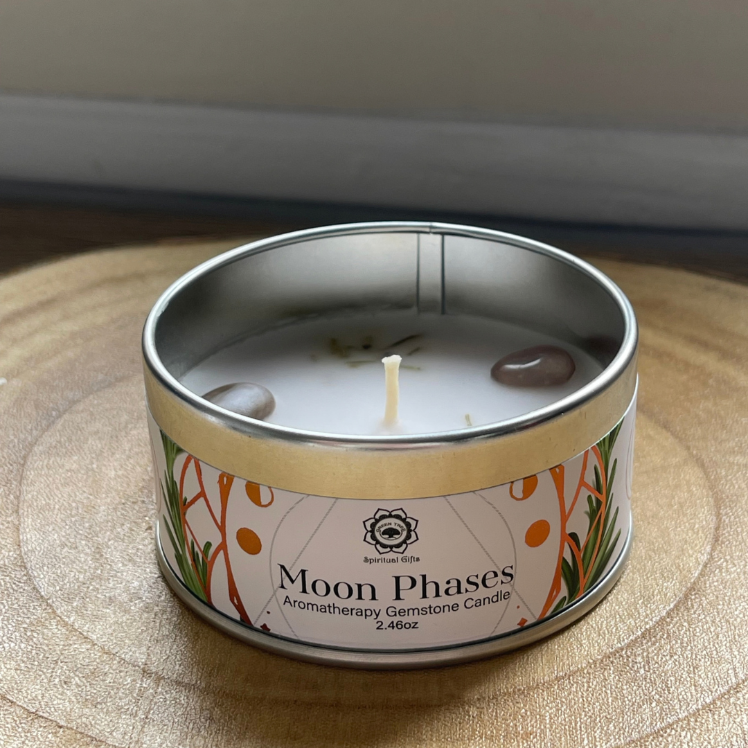 Bougie Phases de la Lune – Pierre de Lune & Ylang-Ylang