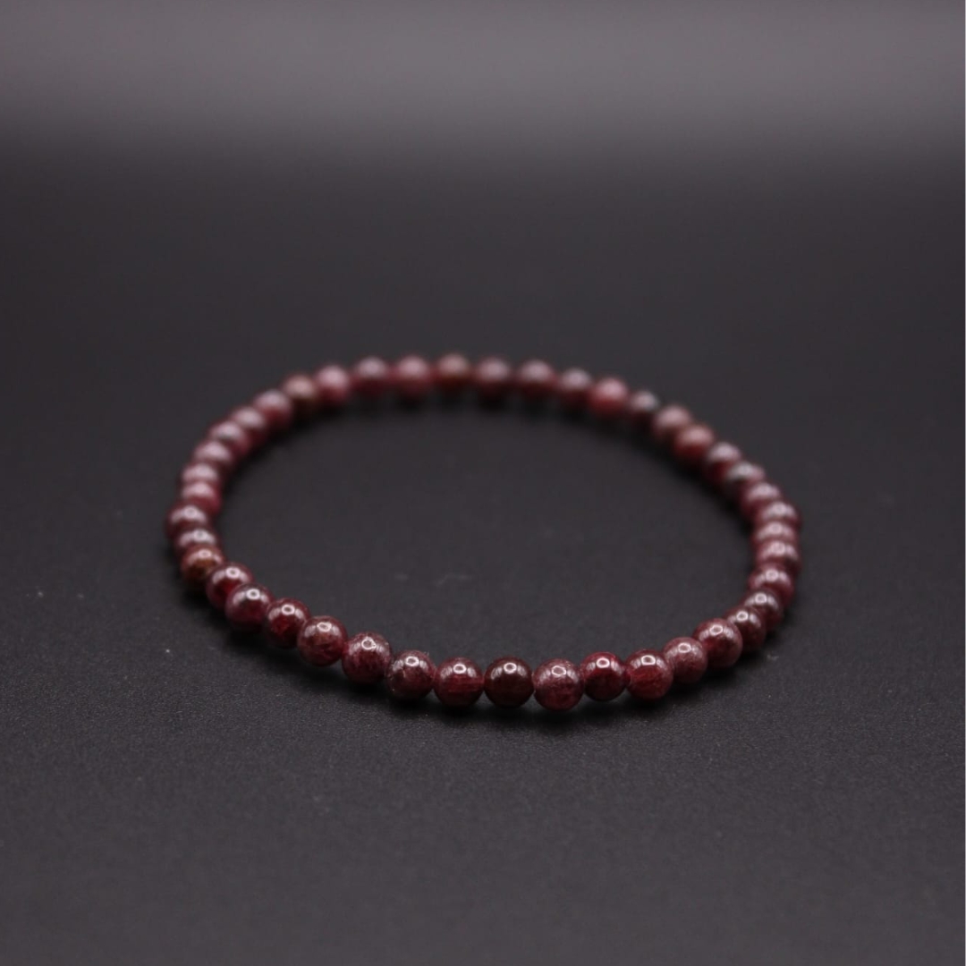 Bracelet en Grenat - Positivité, Courage, Peurs ,Joie,