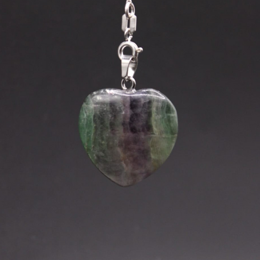 Pendentif Cœur en Fluorite - Clarté et Équilibre