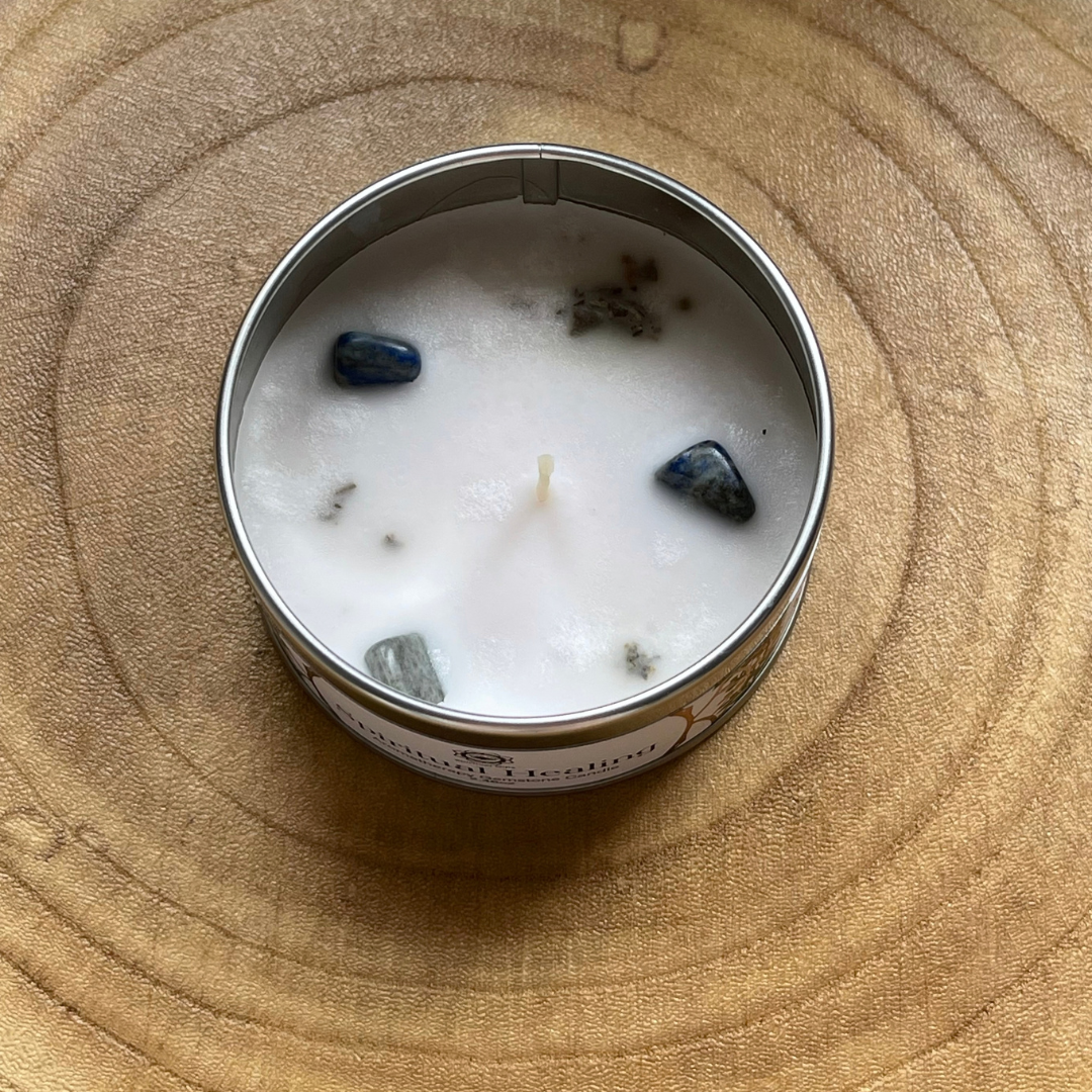 Bougie Guérison Spirituelle – Lapis-Lazuli & Eau de Floride