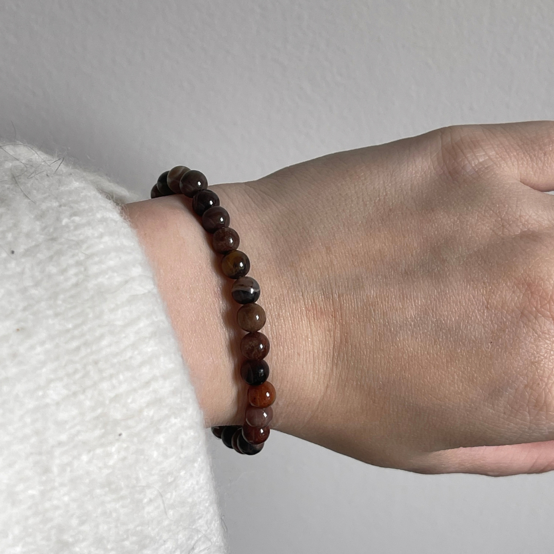 Bracelet en Agate Fossile Naturelle – Ancrage & Stabilité