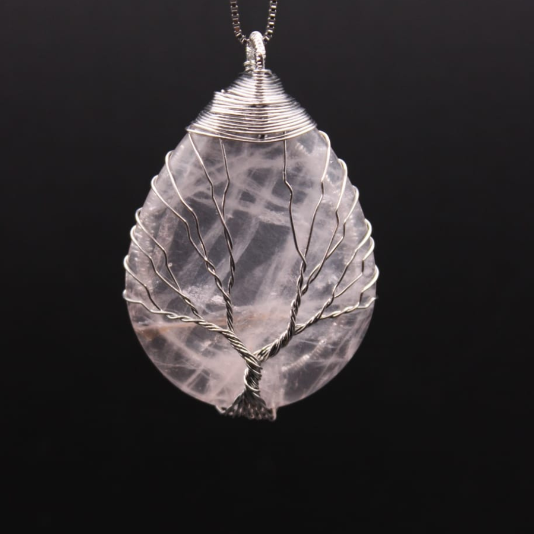 Pendentif Arbre de Vie en Cristal de Roche - Clarté et Équilibre