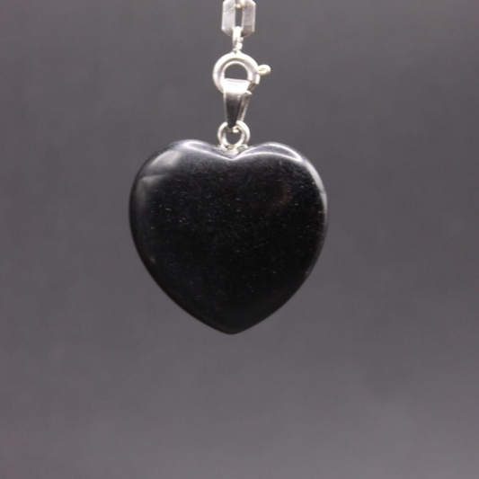 Pendentif Cœur en Obsidienne Noire - Protection et Clarté