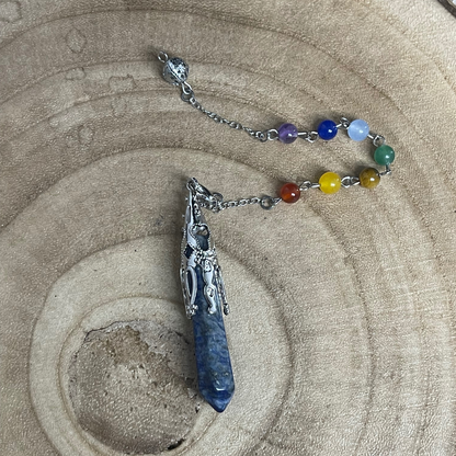 Pendule en lapis-lazuli avec Chaîne 7 Chakras